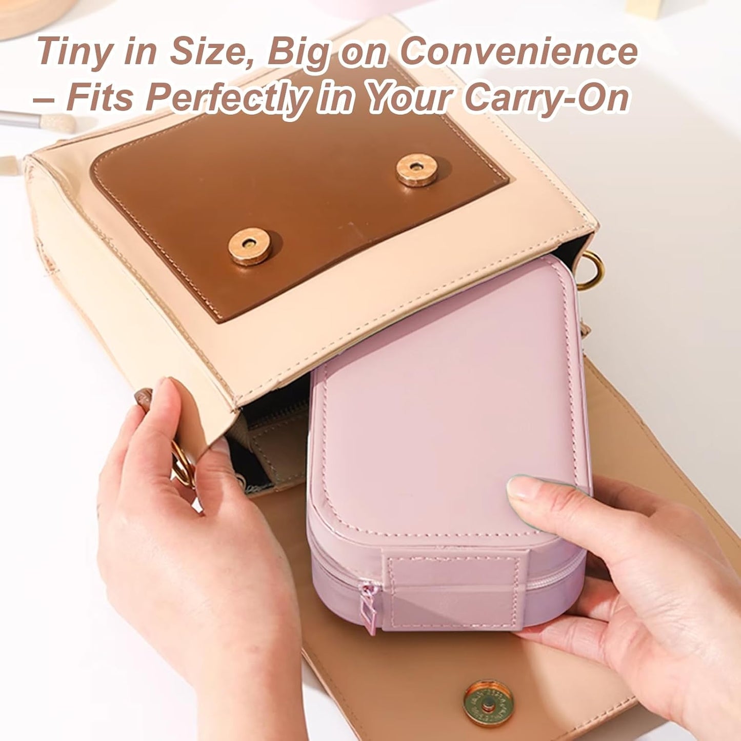 Portable LED Vanity Mirror with Storage